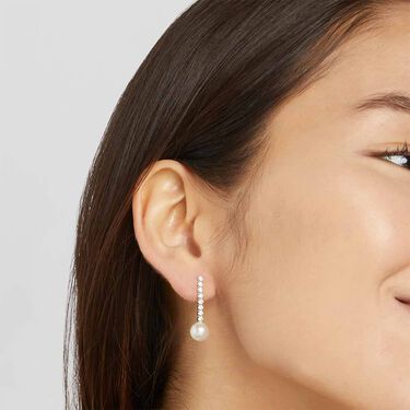 Orecchini Pendenti Tennis Silver Pearls Argento Rodiato Cubic Zirconia Perla sintetica - Orecchini Pendenti Donna | Stroili
